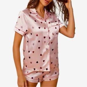 NWT Women Two Piece Set Silk Satin Pajamas